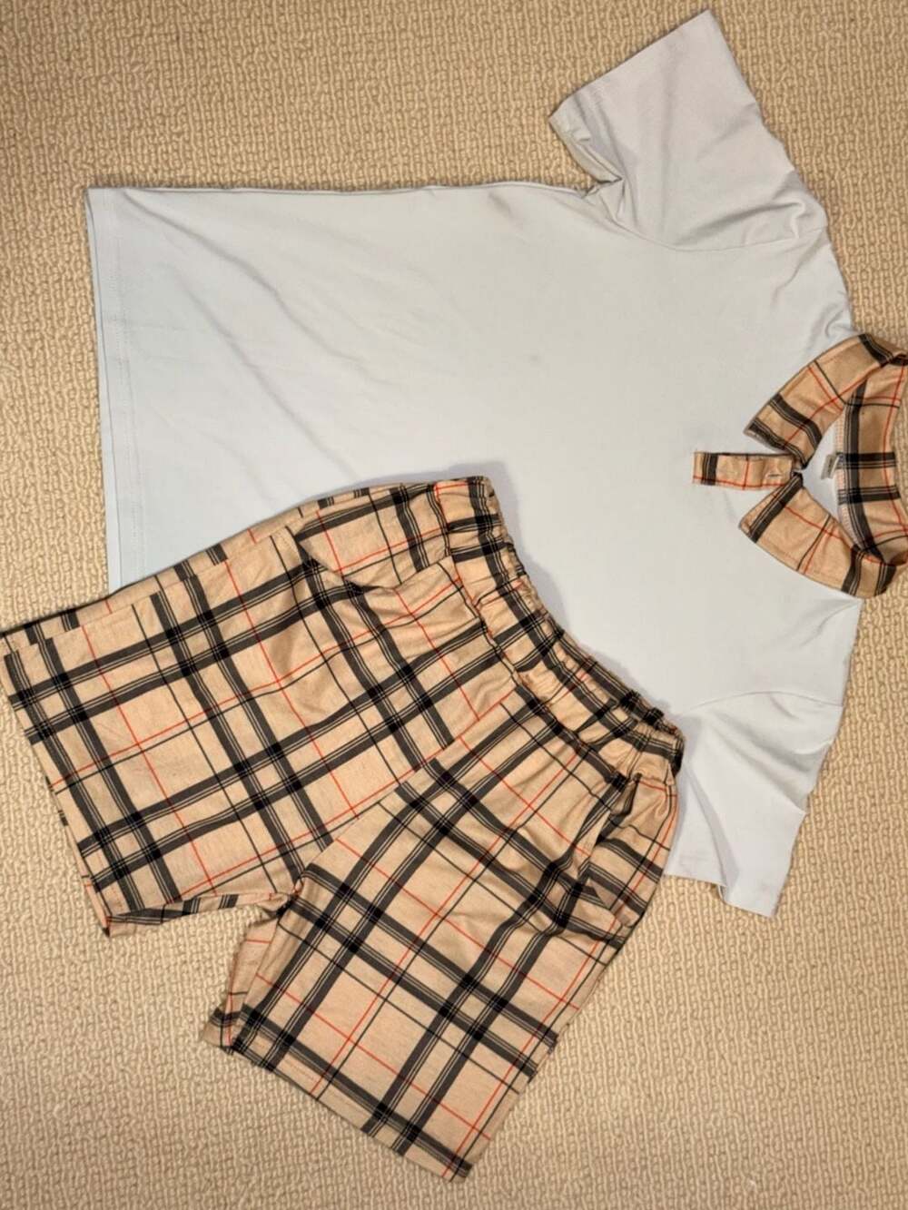 Unbranded Plaid Polo Shirt and Shorts Set